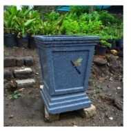 Square Pedestal Concrete Planter - Image 2