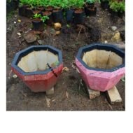 Octagon Concrete Flower Vase - Image 5