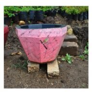 Octagon Concrete Flower Vase - Image 3