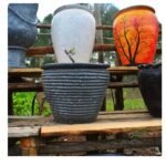 Ribbed Speckled Clay Pots