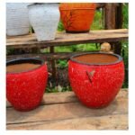 glazed red clay flower pots
