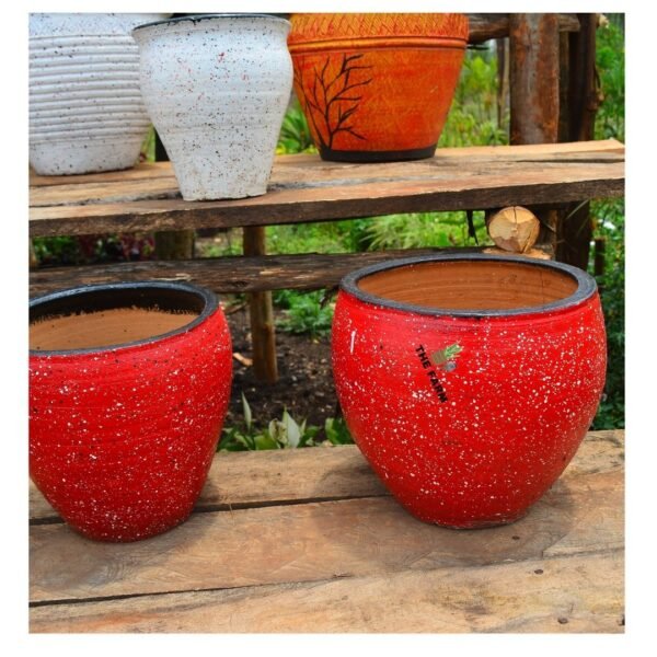 glazed red clay flower pots