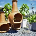 Clay Outdoor Fireplace (Chiminea) with Metal Stand – Natural Terracotta – Kenya