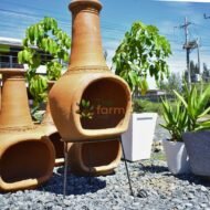 Clay Outdoor Fireplace (Chiminea) with Metal Stand – Natural Terracotta – Kenya