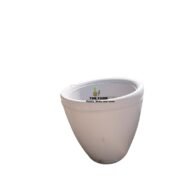 Large White Round Concrete Flower Pot