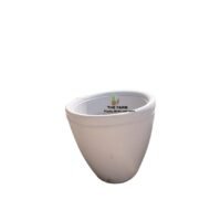 Large White Round Concrete Flower Pot