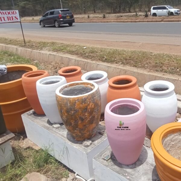 Tall Cylindrical Concrete Flower Pot