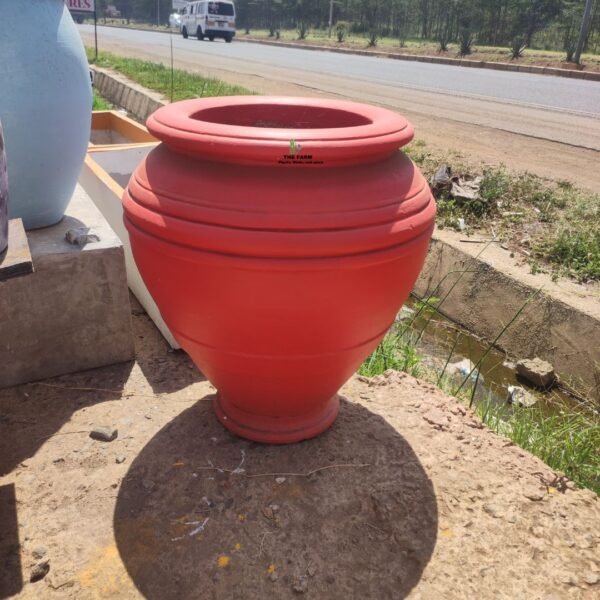 Classic Red Concrete Flower Pot