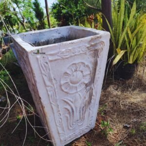 Square White Concrete Pot