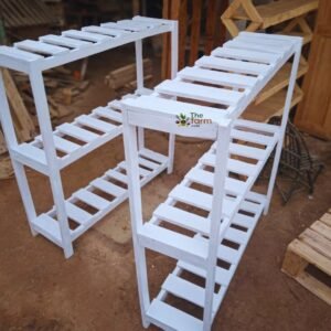 White Wooden Multi-Tier Flower Stands