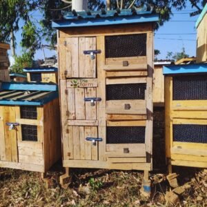 Multi-Compartment Wooden Rabbit Hutch