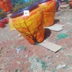 Hand-Painted Sunset Clay Planter