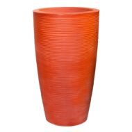 Large Round Beige Planter Pot – Modern Linear Wavy Stone-look Finish | 70cm(H) x 40cm(W) - Image 6