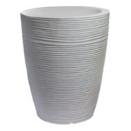 Round Beige Planter Pot – Modern Linear Wavy Stone-look Finish | 50cm(H) x 40cm(W) - Image 8