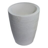 Round Beige Planter Pot – Modern Linear Wavy Stone-look Finish | 50cm(H) x 40cm(W) - Image 7
