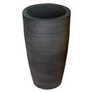 Round Beige Planter Pot – Modern Linear Wavy Stone-look Finish | 50cm(H) x 40cm(W) - Image 10