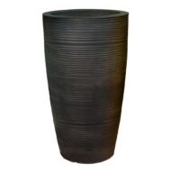 Round Beige Planter Pot – Modern Linear Wavy Stone-look Finish | 50cm(H) x 40cm(W) - Image 11