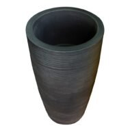 Round Beige Planter Pot – Modern Linear Wavy Stone-look Finish | 50cm(H) x 40cm(W) - Image 3