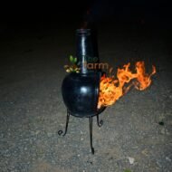 Clay Chiminea with Metallic Stand - Image 3